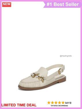 Slingback Loafers Leather Round Toe Flat Slingback Dress Shoes for Women